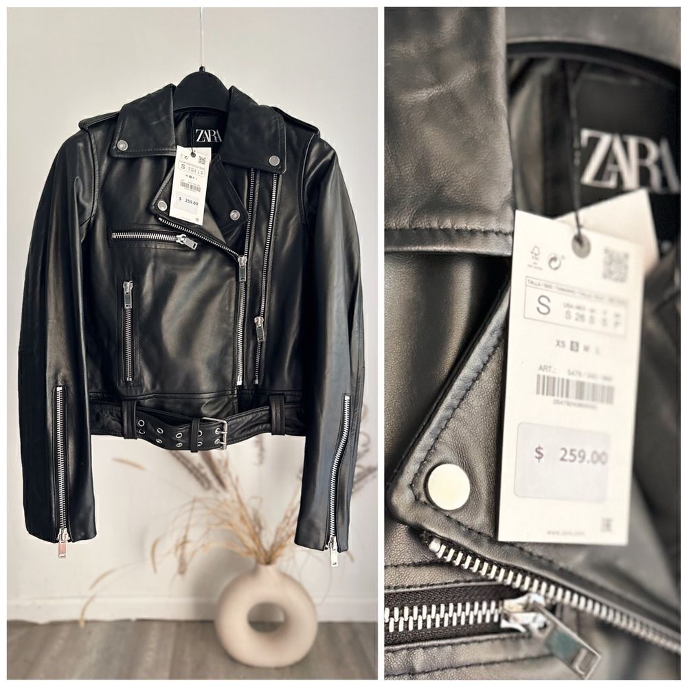 Zara GENUINE Leather Jacket New NWT